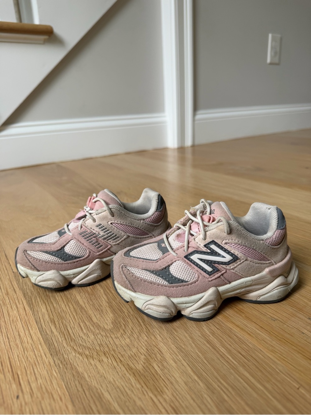 New Balance 9060 Kids Pink & Gray Chunky Runner Sneakers